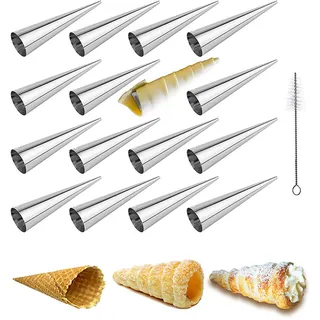 Holz sammlung 16 Stück Schillerlockenform, Schillerlocken Formen Gebäck, Schillerlocken Backform, Cannoli Formen, Schaumrollenformen Antihaft Klein, Schaumrollen Cannoli Röhrchen Croissant