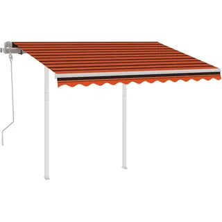 vidaXL Markise Manuell Einziehbar mit Pfosten 3x2,5 m Orange & Braun - Orange