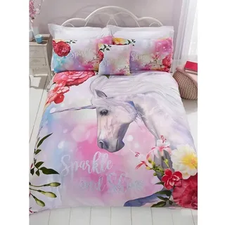 Rapport Home Einhorn-Bettwäsche-Set für Kinder, glitzerndes Einhorn-Bettwäsche-Set, Einzelbett, Rosa