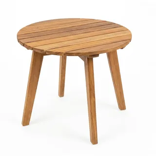 FANTASK Beistelltisch Holz wetterfest, runder Gartentisch aus Akazienholz, Kleiner Balkontisch als Kaffeetisch für Garten, Balkon & Terrasse, 43 x 43 x 35 cm