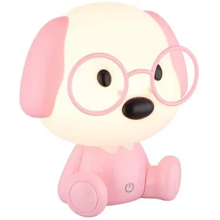 GLOBO LED Kinderlampe Tischleuchte Nachttischlampe Hund pink Touchdimmer Tischlampe, 1W 32lm warmweiß, LxH 18x20 cm