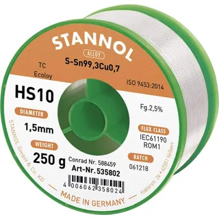 Stannol 535775 Lötdraht 1.5 mm, 250 g bleifrei
