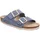 Damen, Pantolette aus Veloursleder, mit verstellbaren Schnallen Alba 5590, Größe:39 EU, Farbe:Blau - blau