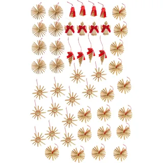 Myflair Möbel & Accessoires Baumbehang »Weihnachtsdeko, Christbaumschmuck«, (Set, 48 St.), Sterne und Weihnachtsfiguren, Baumschmuck, handgefertigt, rot