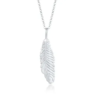KUZZOI Halskette Herren Feder Vogel 925 Silber grau