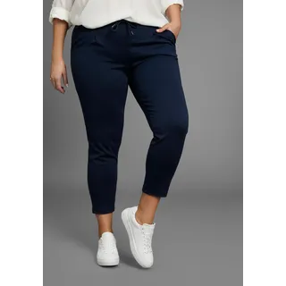 Jogger Pants LAURA SCOTT CURVE, Damen, Gr. 54, N-Gr, blau (navy), Milano Rib, Obermaterial: 65% Viskose, 30% Polyester, 5% Elasthan, unifarben, Basic, figurumspielend knöchellang, Hosen Jogger Pants, im sportiven Look aus formstabilem, elastischem Stoff - GROSSE GRÖSSE, Topseller