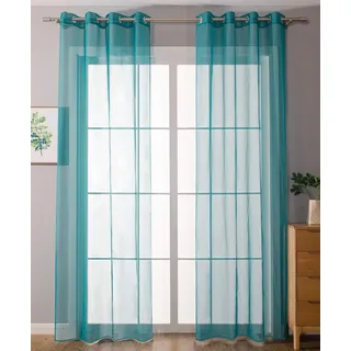 Gardinenbox Ösen 140 x 225 cm Türkis/Transparent 2 St.