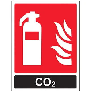 VSafety 11030 an-s Feuerlöscher Schild, CO2 ID, selbstklebend, Hochformat, 150 mm x 200 mm x 200 mm, schwarz/rot