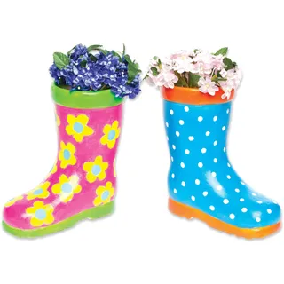 Baker Ross AG273 Blumentopf in Gummistiefelform, Keramik zum Bemalen, für Kinder zum Dekorieren und Präsentieren (2 Stück)