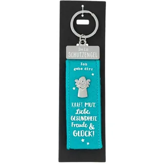 Depesche 10890.008 Schlüsselanhänger aus Filz, mit Schutzengel und Aufschrift, Ich gebe dir: Kraft, Mut, Liebe, Gesundheit, Freude & Glück, türkis, ca. 15 cm