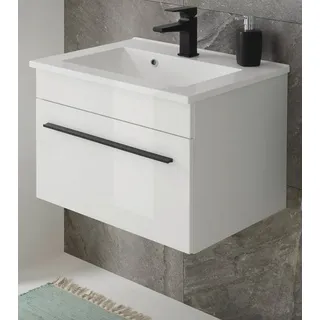furn.design Waschbeckenunterschrank 60 x 44 cm Weiß Hochglanz