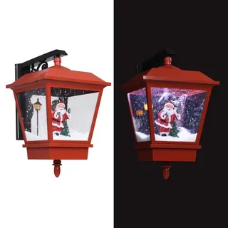 The Living Store Weihnachts-Wandleuchte mit LED-Licht und Weihnachtsmann Rot - Rot, Schwarz