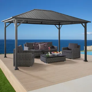 Pavillon KONIFERA "Samos" aus verzinktem Stahl, ohne Seitenteile", grau (anthrazit, grau), B/H/T: 300cm x 265cm x 400cm, Pavillons, Pavillon, BxT: 300x400 cm, schützt vor Sonne, leichtem Wind und Niederschlag, Topseller
