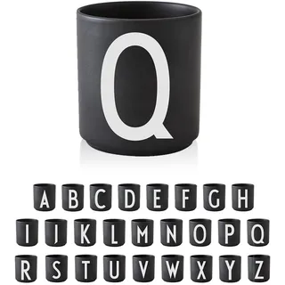 Design Letters Porzellan Kaffeetassen A-Z | Schwarze Tassen für Weihnachten, Weihnachtsgeschenke Kleinigkeiten, Weihnachtsgeschenke für Frauen, Männer | Kaffeebecher | Tasse Personalisiert | 250 Ml