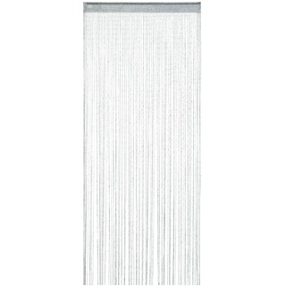 Relaxdays Fadenvorhang Glitzer, 90x245 cm, kürzbar, Tunneldurchzug, für Türen & Fenster, waschbar, Fadengardine, Silber