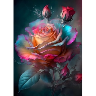 EOBROMD Diamond Painting Erwachsene Blumen, 5D Diamant Painting Bilder Erwachsene, DIY Diamond Painting Bilder Diamant Malerei Rosen Set für Wanddekoration 30x40cm