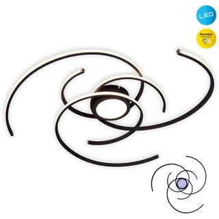 NÄVE LED Deckenleuchte "RADON" schwarz", schwarz, 1, Ø 75cm H: 7cm, 1 Stk., Leuchten, In 3-Stufen-dimmbar, Lichtfarbe warmweiß, Durchmesser 75cm, LED Deckenleuchte