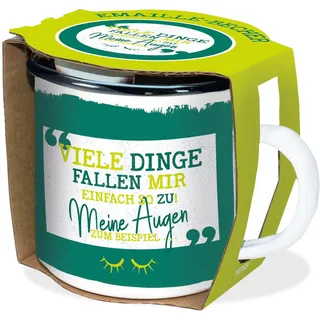 Emaille-Becher "Viele Dinge" 300ml: in Geschenkverpackung! Bruchsicher, auch für Camping und Picknick (Geschirr): Kaffeetasse Teetasse Geschenkidee Geschenk Tasse Emaillebecher