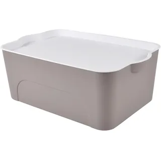 Homéa, Bo x mit Deckel, Weiß, Kunststoff, 16 l, 40 x 27 x 15 cm, Taupe