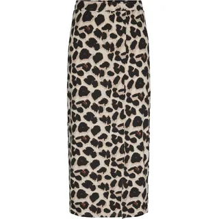 PIECES Damen Pcnala Hw Midi Skirt Mm Bc Midirock 17150641 ,Black/Aop:big Leo ,S