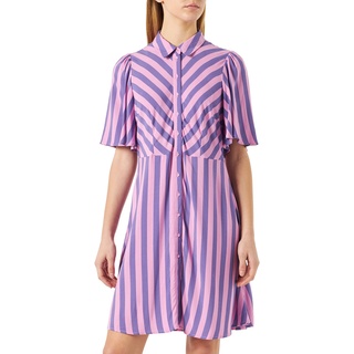 YAS Damen Yassavanna 2/4 Shirt Dress S. Noos Kleid, Orchid/Stripes:aster Purple, L EU