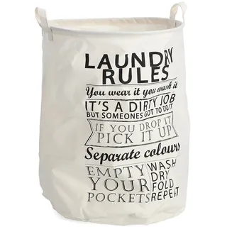 Zeller Wäschesammler Laundry Rules Canvas, Stoff, beige,