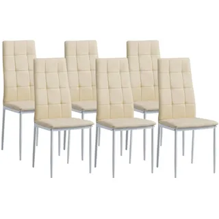 Albatros Esszimmerstühle RIMINI 6er Set, Beige - Edles Italienisches Design, Polsterstuhl Kunstleder-Bezug, Modern und Stilvoll am Esstisch