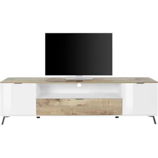 Home Affaire CASANOVATV-Board Lowboard 220 cm Weiß Kunststoff/Metall/Holzwerkstoff