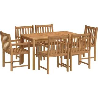 vidaXL 7-teiliges Garten-Ess-Set 140 x 80 cm Massivholz Teak - Braun