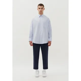 Businesshemd STUDIO SEIDENSTICKER "Studio", Herren, Gr. M39-40, normale Ärmellängen, blau, 100% Baumwolle, gestreift, oversize, 2-Knopf-Manschette, Hemden Businesshemd, Oversized Langarm Kentkragen Streifen