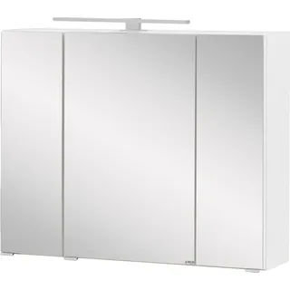 Spiegelschrank Kornel 80cm 3 Türen und LED-Beleuchtung - weiß - Weiß