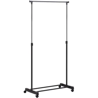 Honey-Can-Do GAR-01122 Kleiderständer, verstellbare Höhe, verchromt/schwarz, Metall, Black, 5,7149 x 15,24 x 86,36 cm