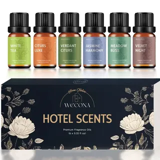 Wecona Ätherische Öle Set – 6x10ml ätherische Öle naturrein für Diffuser & Luftbefeuchter, Duftöl für Kerzen & Seifenherstellung, Kerzen Duftöl Geschenk für Zuhause, Spa & Duftliebhaber
