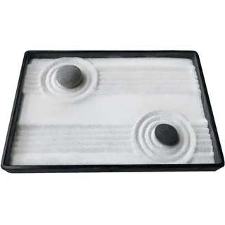 Icnbuys Mini Zen-Garten für Schreibtisch, mit gratis Rechen, Bambus-Stift, Schieber, Sand, zum Zeichnen, Gild, und ausgewählten Flusssteinen, gut verpackt, Geschenk, Bodentablett Maße 25,4 x 17,8 cm