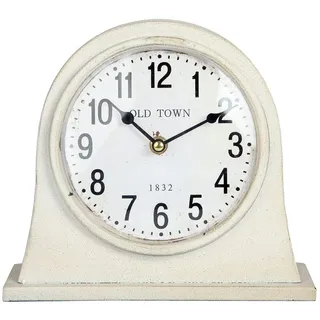 Lily's Home Antik-inspirierte Bauernhaus-Tischuhr oder Kaminuhr, batteriebetrieben, Metallgehäuse, elfenbeinfarben
