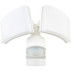 HUBER LED Strahler mit Bewegungsmelder 360° 2 x 20W, 4400lm - 3 Sensoren, Matrixlinsen und Bereichsbegrenzung, Wand und Eckmontage, IP65, weiß