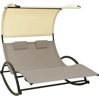 Doppel-Sonnenliege mit Sonnendach Textilene Taupe und Creme - Taupe
