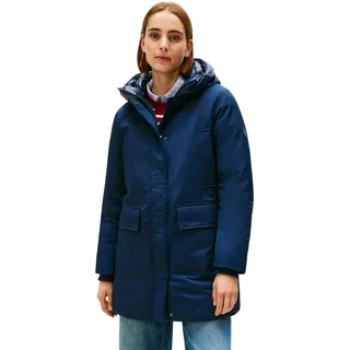 Tommy Hilfiger Damen Parka Padded Nylon mit Kapuze, Blau (Dark Night Navy), M