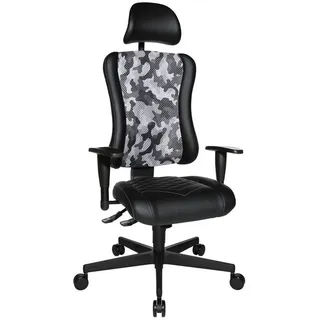 Dieter Knoll Gamingstuhl , Grau, Schwarz , Kunststoff, Textil , Camouflage , Drehkreuz , 47.5x99-127x44 cm , Made in Germany , Sitzfläche 360° drehbar, inklusive Armlehnen , Büromöbel, Bürostühle, Gaming-Sessel