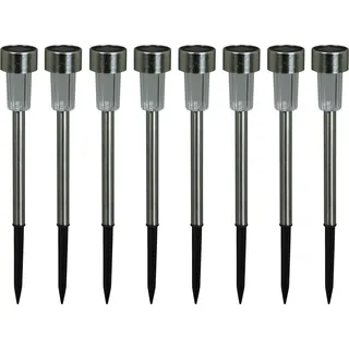 Luxform Solar-Gartenlampe 8er Set Edelstahl 8 Stk. spritzwassergeschützt silber