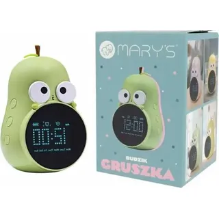 Nachttischlampe mit LED, Wecker, elektronische Uhr für Kinder, batteriebetrieben, USB-Anschluss - Grün