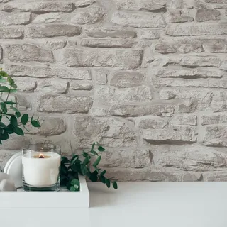 A.S. Création Steintapete Greige Grau Bricks & Stones 388153 - Vliestapete Naturstein - 10,05m x 0,53m - Made in Germany