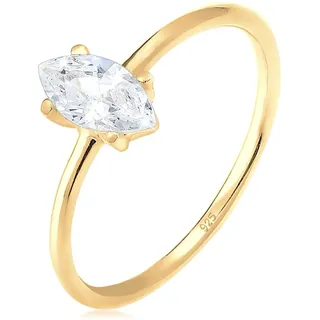 Elli Damen Echtschmuck Ring Verlobungsring Verlobung Marquise mit Zirkonia Stein in 925 Sterling Silber