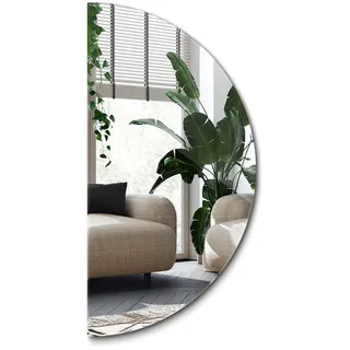 Wallfluent Spiegel 25x50 cm Halbrund , Transparent , Glas , Organisch , 25x50x0.4 cm , Spiegel, Wandspiegel