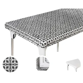 Toptablecloth Picknicktischdecke, rechteckig, elastisch, für Klapptisch, Outdoor-Tischdecken, Kunststoff, Vinyl, wasserdicht, für Party, Geburtstag, Zuhause, 122 x 61 cm, Schwarz