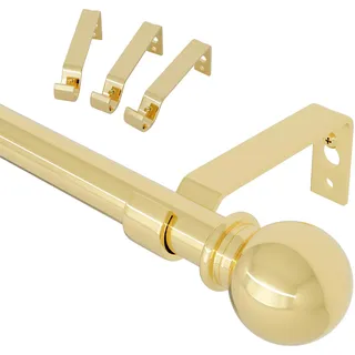 Gardinenstange Gold, 80-126 cm, Messing Mit Halterung, 16mm Durchmesser, Wandmontage für Scheibengardinen, Spleißen Verstellbare
