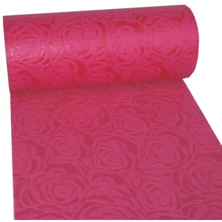 Dekoflor Tischband Tischläufer Tischdeko einzigartiges Rosen Design (Wasserfest, Lotuseffekt, samtige Oberfläche, 5 m Rolle, 30 cm Breite, 100% Nylon), Pink