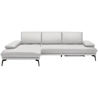 Celina Home Ecksofa , Weiß , Leder , Echtleder , Rindleder, Spaltleder , Ottomane links, L-Form , 273x187 cm , Made in Eu , Fußauswahl, Lederauswahl, Stoffauswahl, seitenverkehrt erhältlich, Hocker erhältlich, Rücken echt , Wohnzimmer, Sofas & Couches, Wohnlandschaften, Ecksofas