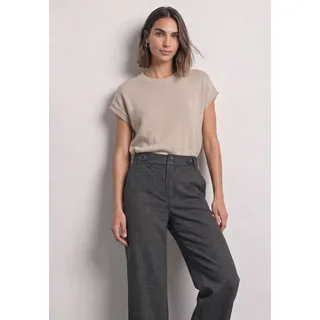 Stoffhose STREET ONE "Style Emee", Damen, Gr. 36, Länge 30, grau (schwarz), Web, Obermaterial: 83% Polyester, 15% Viskose, 2% Elasthan. Futter: 100% Polyester, kariert, normal lang, Hosen Stoffhose, mit Karomuster