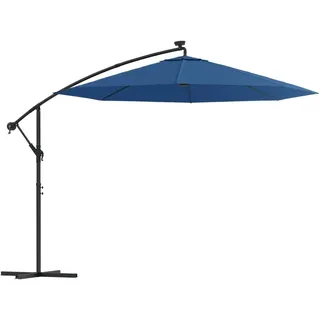 vidaXL Ampelschirm mit LED-Beleuchtung und Stahl-Mast 300 cm Azurblau - Blau